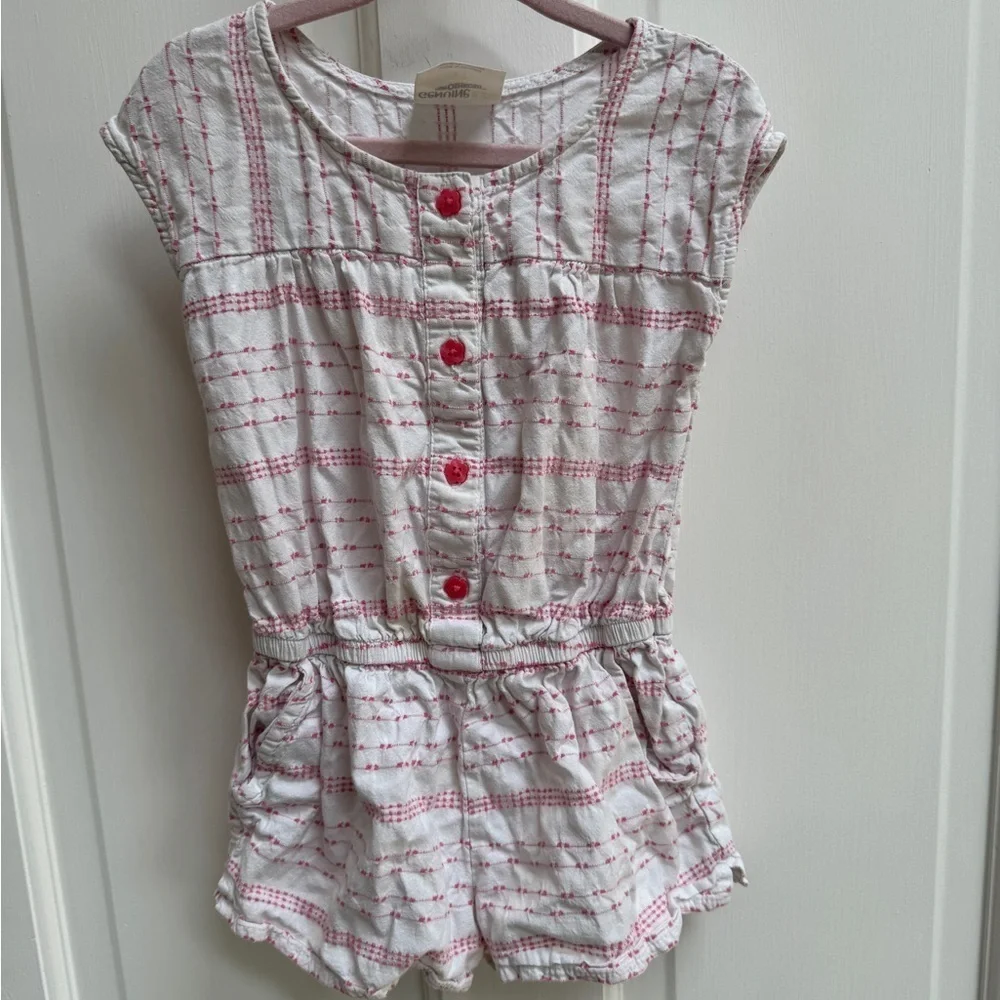 OshKosh B'gosh 3T Girls Pink and White Striped Romper